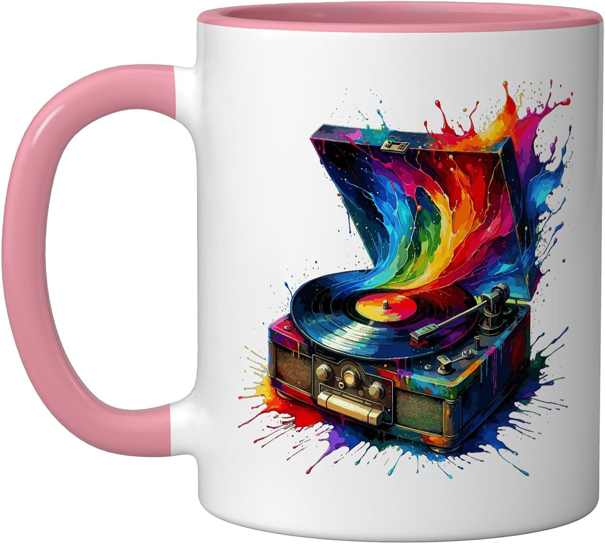 Splash Art Vinyl Record Player Music Ceramic Mug