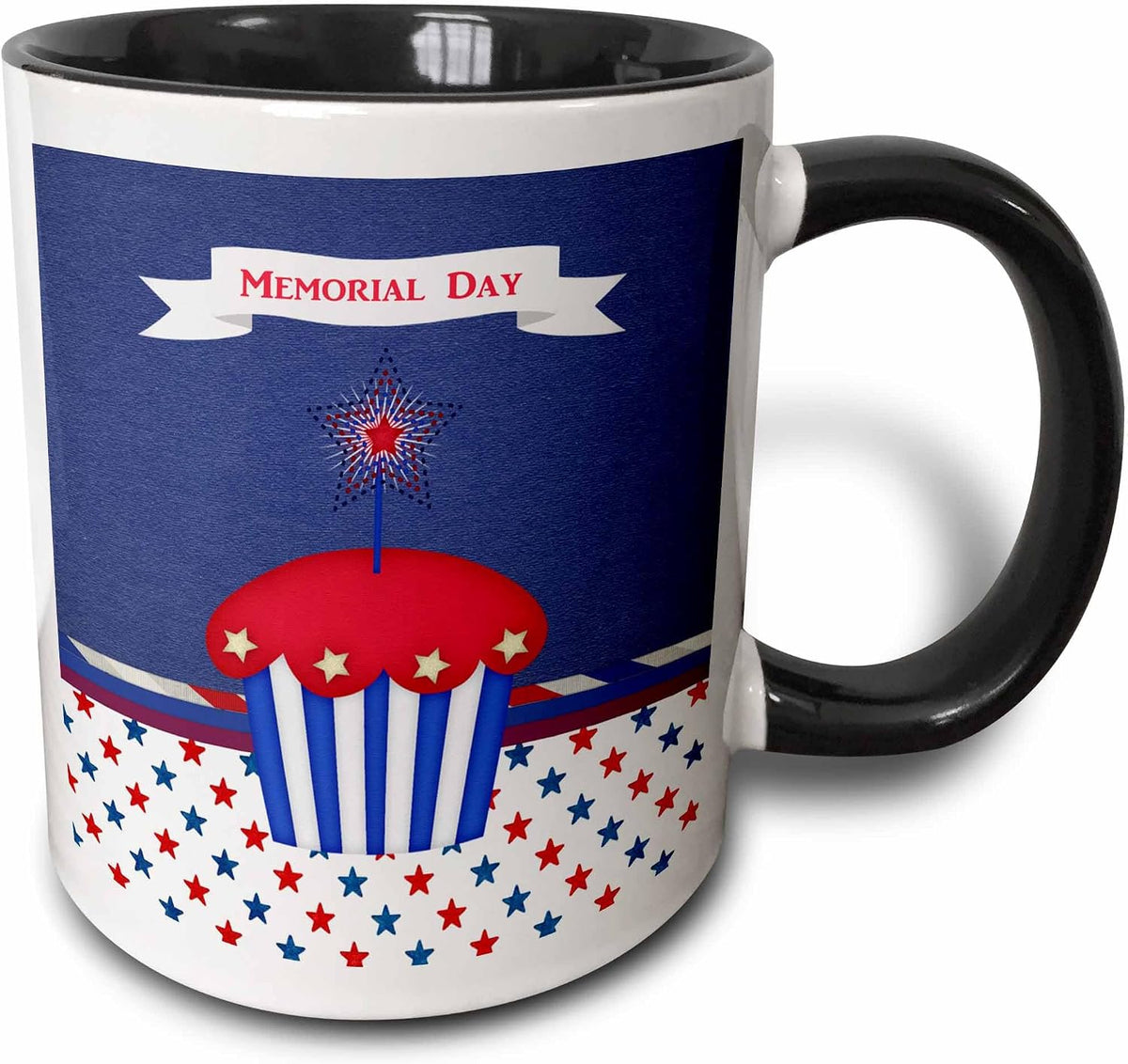 Patriotic Cupcake, Star Sparkler, Red, White, And Blue Ceramic Mug