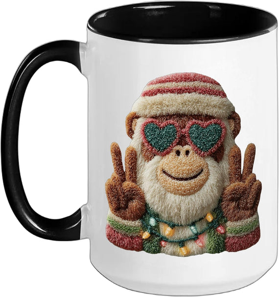 Cute Monkey Funny Animal Cheerful Retro Style Design Ceramic Mug