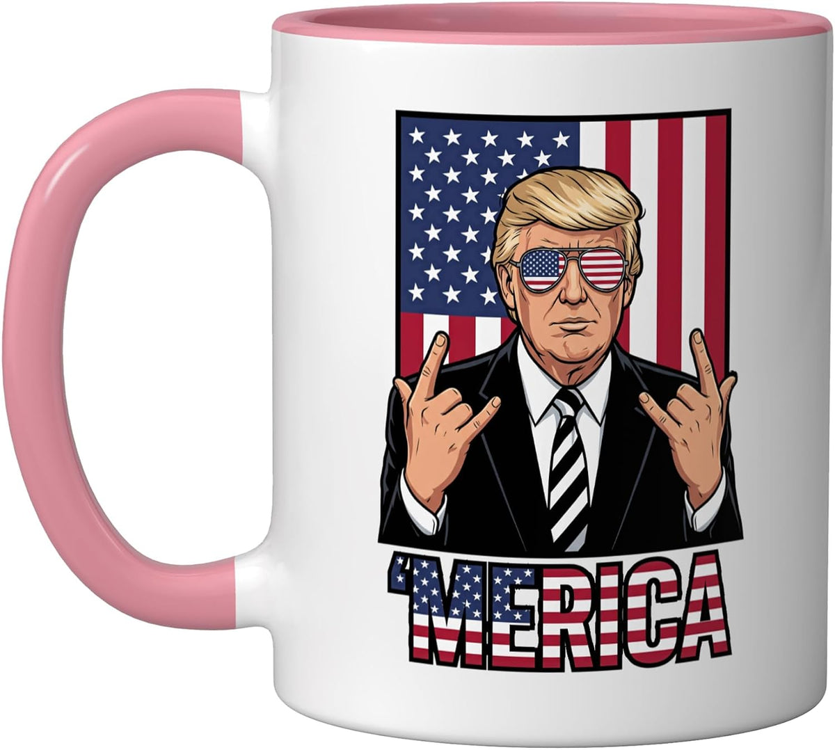 Merica Patriotic American Flag Politics Usa President Ceramic Mug