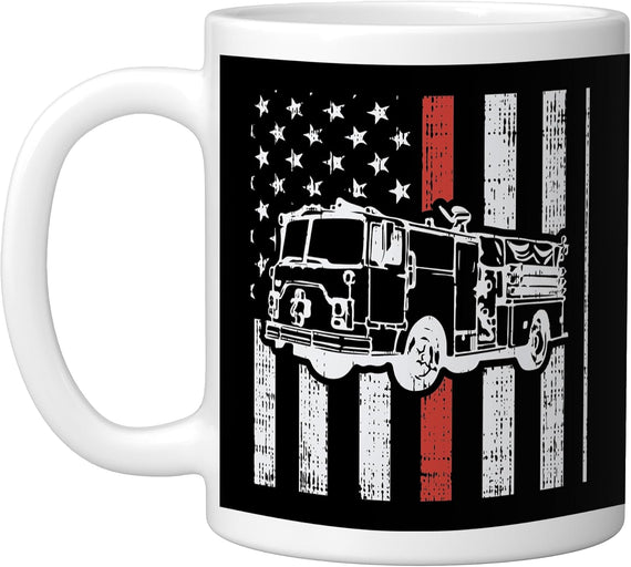 Fire Engine Thin Red Line Flag Ceramic Mug