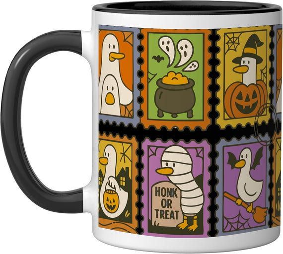 Spooky Goose Halloween Stamps Pattern Ceramic Mug
