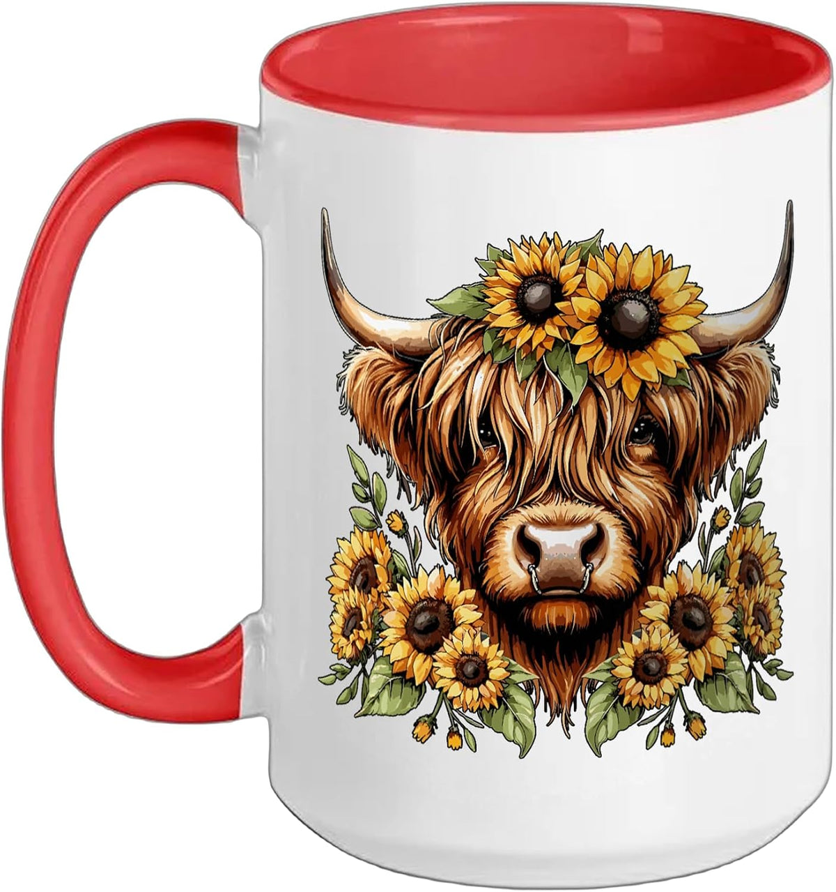 Scottish Highland Cattle Sunflower Highland Cow Ceramic Mug