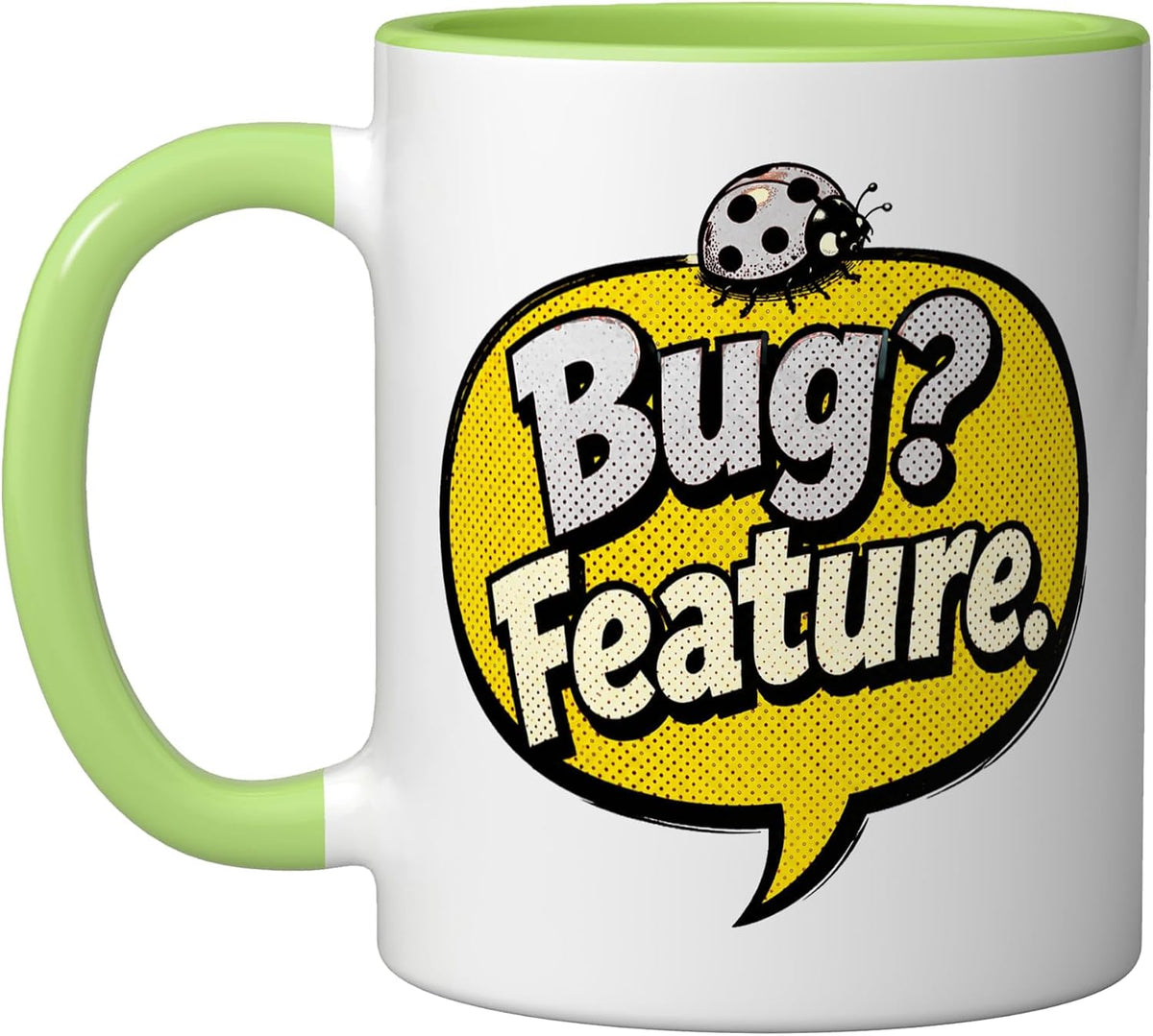 Bug? Feature. Software Engineer Coding Retro Pop Art Ceramic Mug