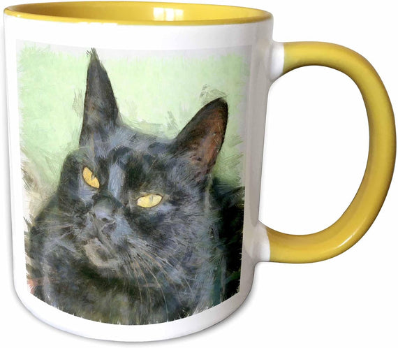 Spooky Black Cat Watercolor Portrait Halloween Ceramic Mug