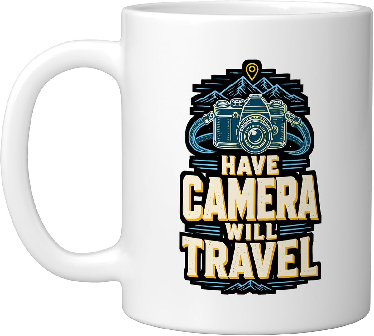 Have Camera Will Vintage Camera Mountain Hiking Ceramic Mug