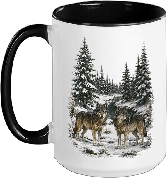 Wolf Pack Forest Trees Wildlife Nature Outdoor Graphic Ceramic Mug