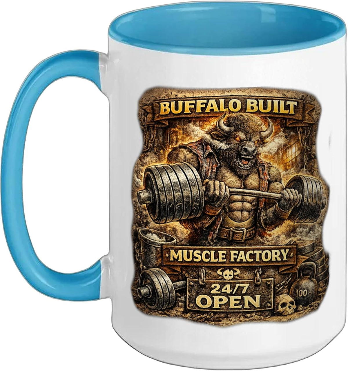 Buffalo Built Muscle Factory Open Ceramic Mug