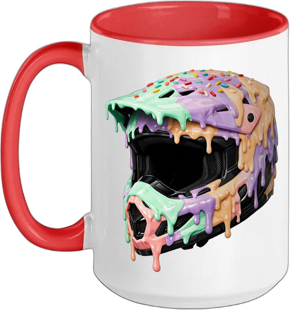 Motocross Helmet Ice Cream Melt Drip Dirt Bike Racing Men Ceramic Mug
