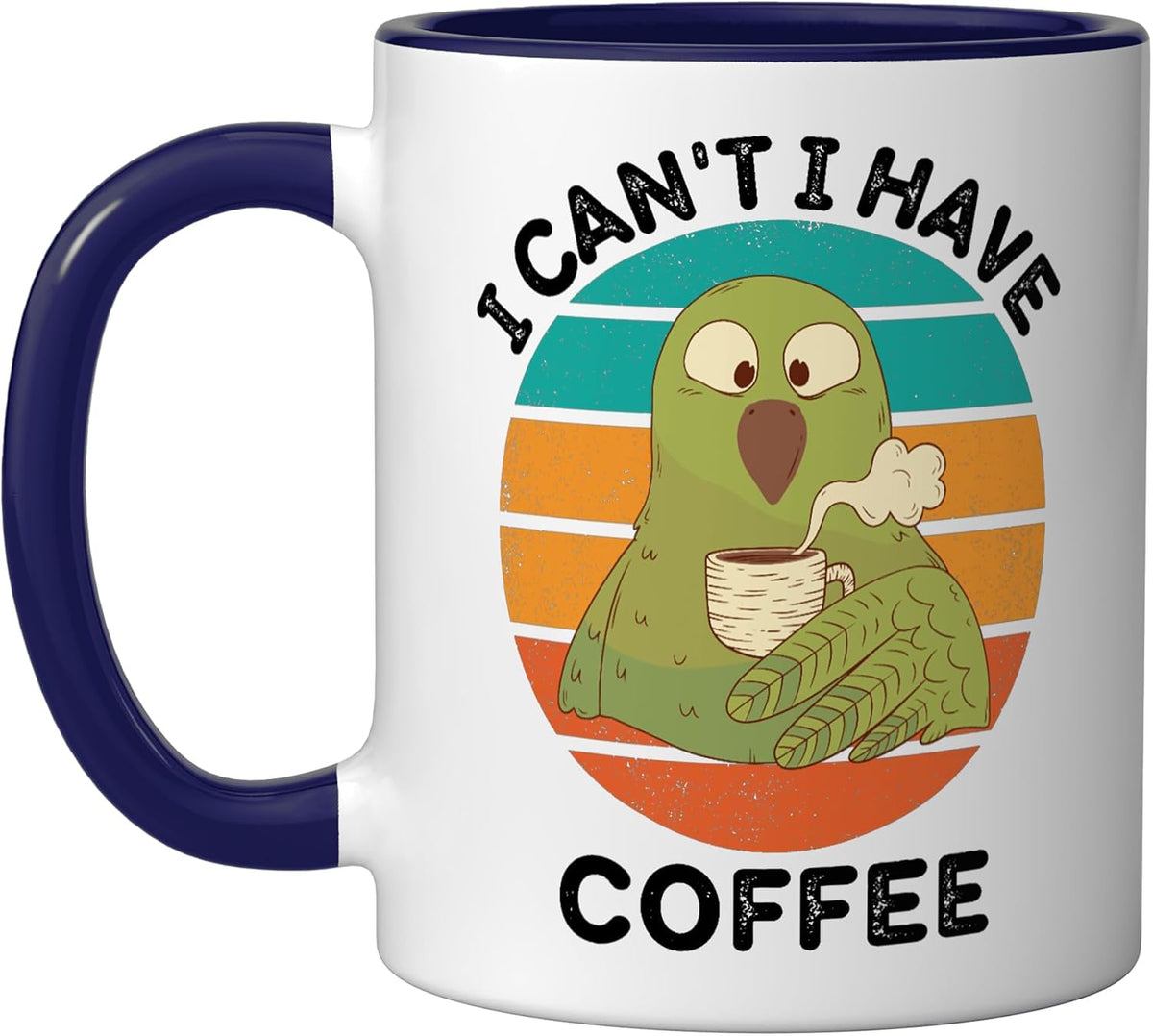 Vintage Parakeet I Can't I Have Coffee Lover Retro Coffee Ceramic Mug