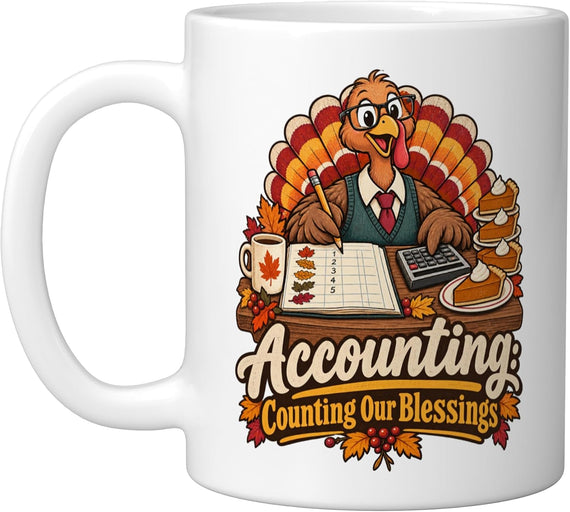 Accounting Counting Our Blessings Thanksgiving Office Design Mug
