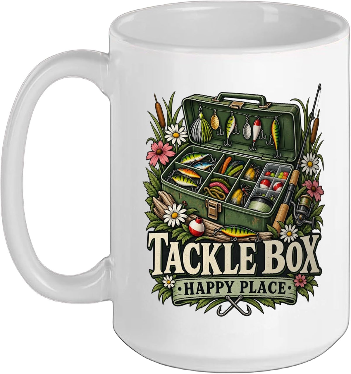 Tackle Box Happy Place Fishing Lures Angler Gear Outdoors Ceramic Mug