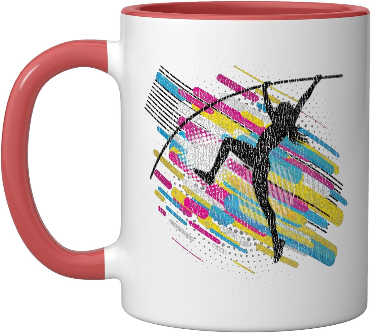 Girl Pole Vault Retro Colors - Fun Pole Vaulting Ceramic Mug