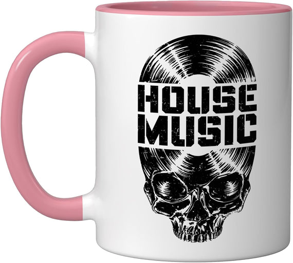House Music Dj Vinyl Record Music Lover Gothic Skull Lp Ceramic Mug