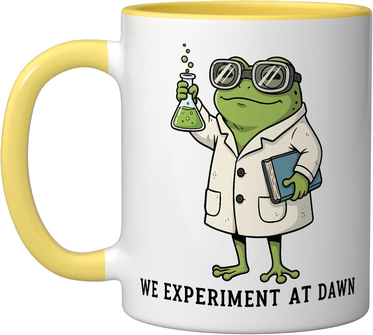 We Experiment At Dawn Funny Frog Scientist Chemistry Ceramic Mug