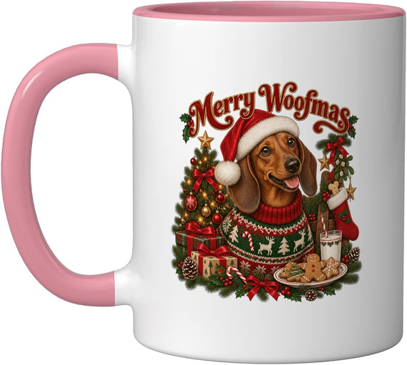 Merry Woofmas Dachshund Santa Christmas Ceramic Mug