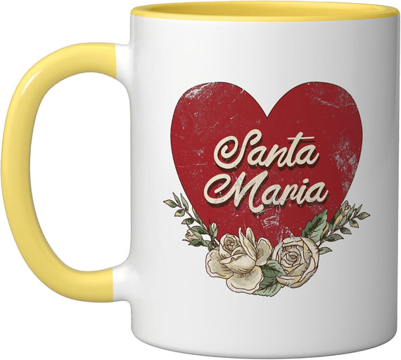 Santa Maria Script Heart Roses Ceramic Mug