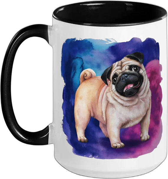 Pug In Bright, Colorful Water Colors Ceramic Mug