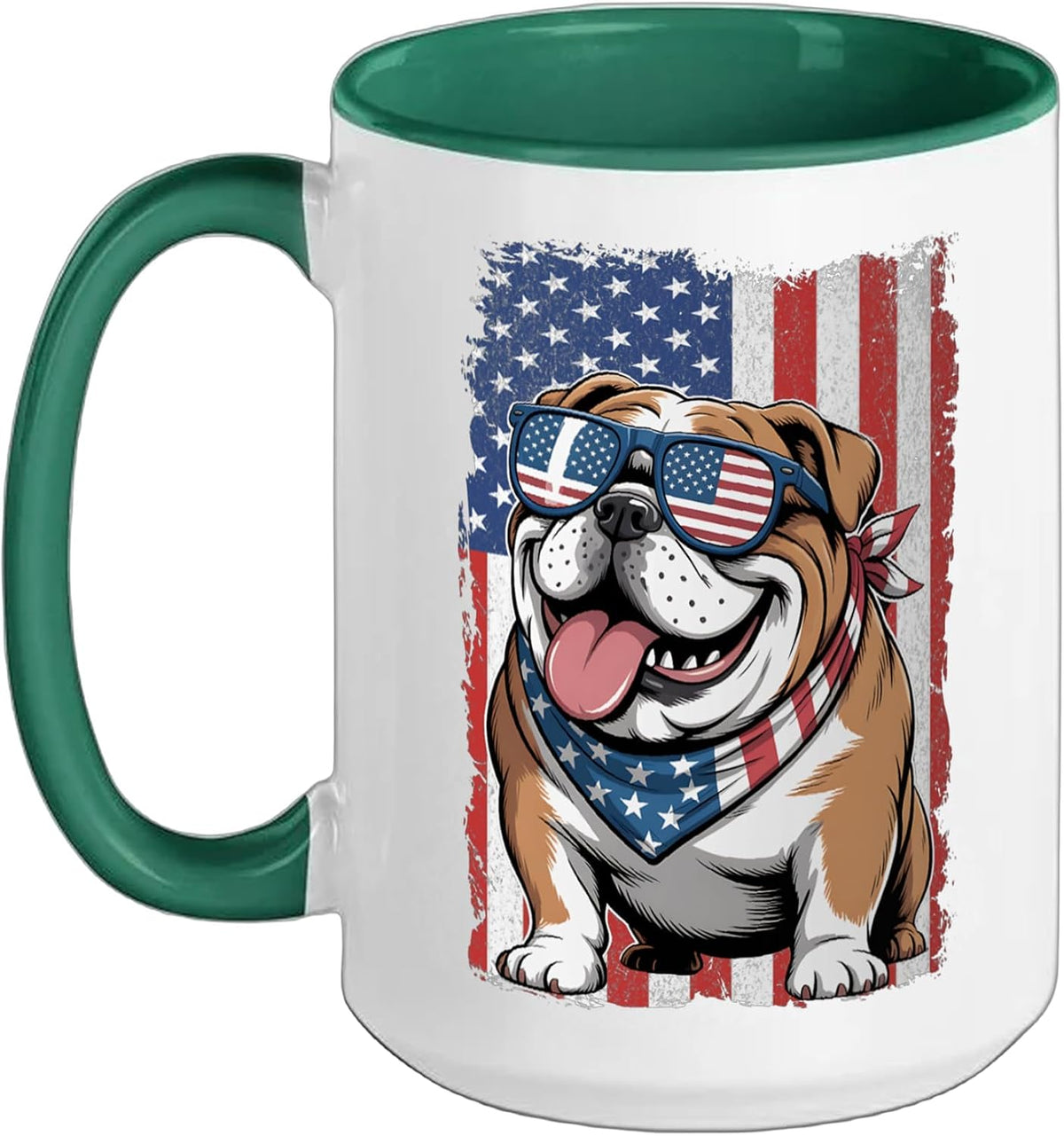 English Bulldog 4th Of July Dog Patriotic Usa Flag Man Ceramic Mug