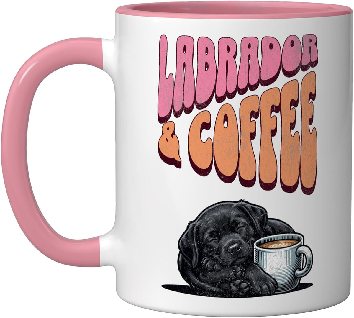 Cute Black Labrador Puppy Dog And Of Coffee In The Morning Ceramic Mug