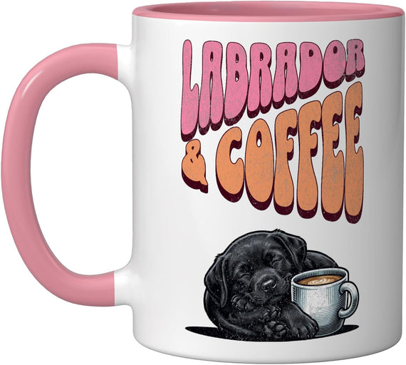 Cute Black Labrador Puppy Dog And Of Coffee In The Morning Ceramic Mug