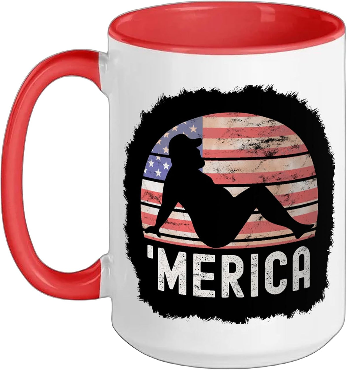 Merica Funny Patriotic Usa Flag Design Ceramic Mug