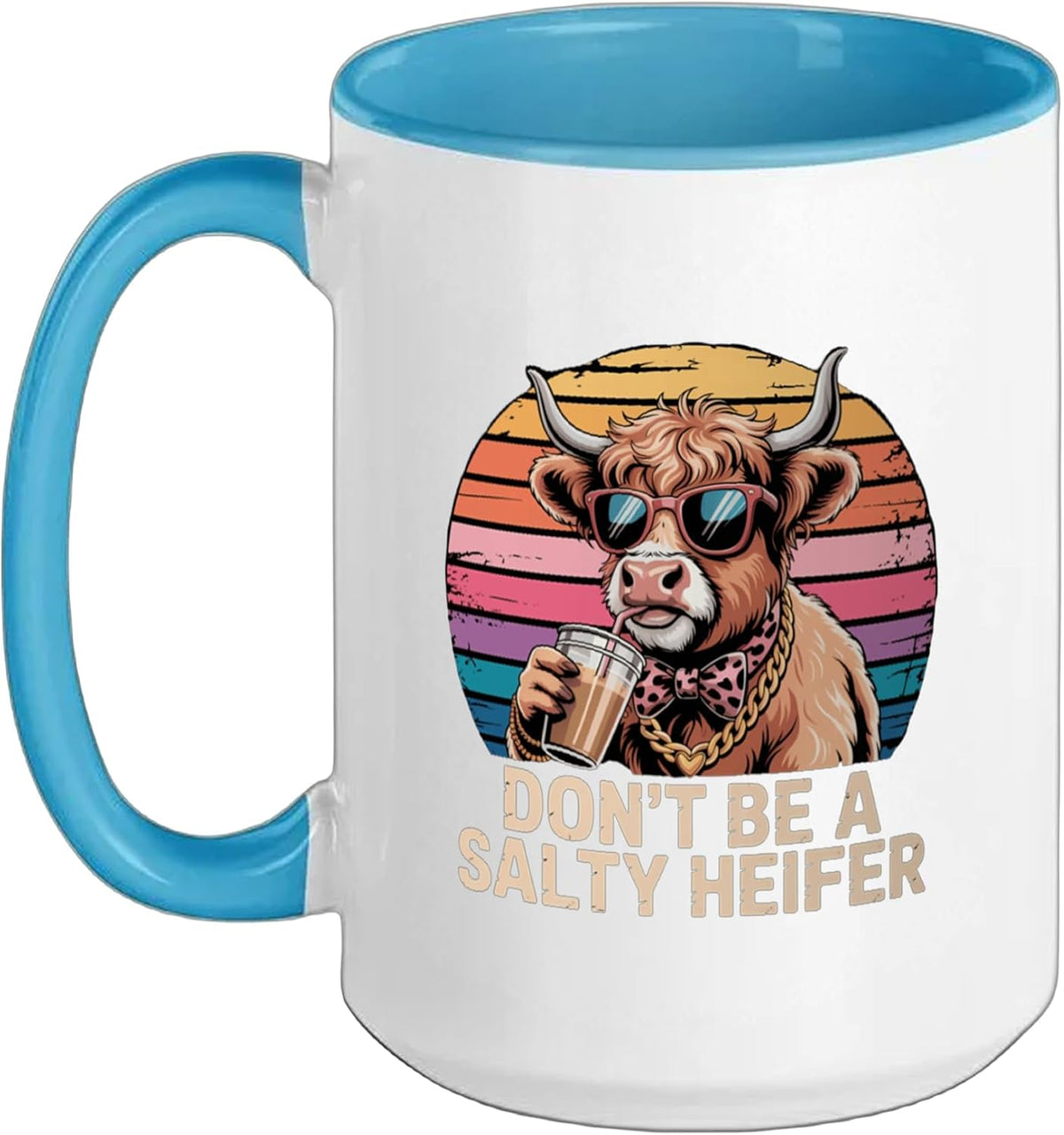 Don't Be A Salty Heifer Cow Lover Cute Highland Cow Ceramic Mug