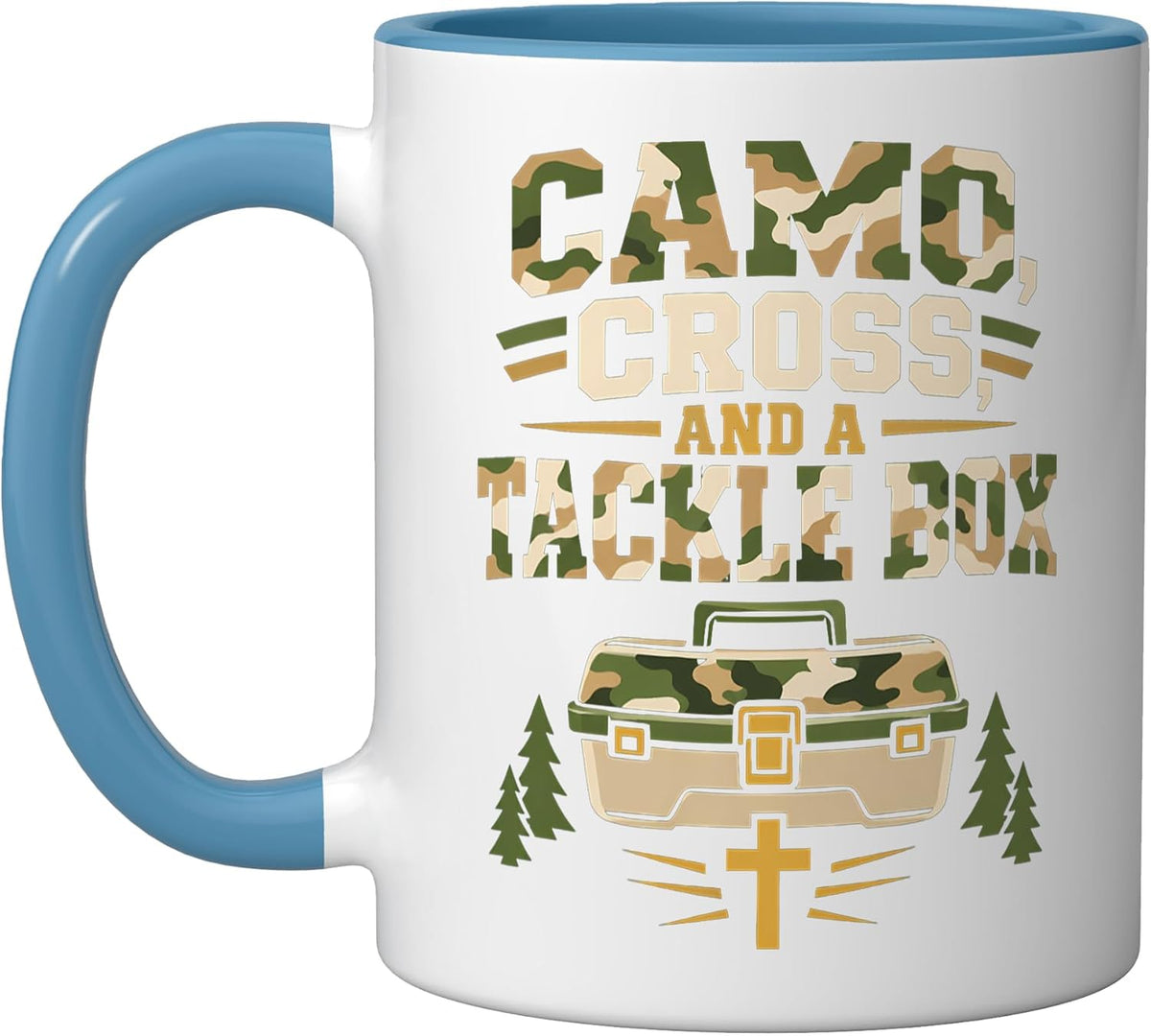 Camo Cross Tackle Box Fishing Angler Faith Ceramic Mug
