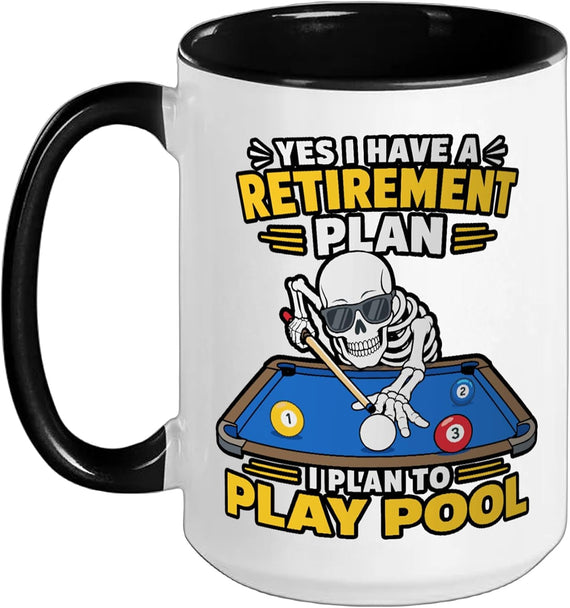 Retirement Plan Play Pool Skeleton Billiard Player Ceramic Mug