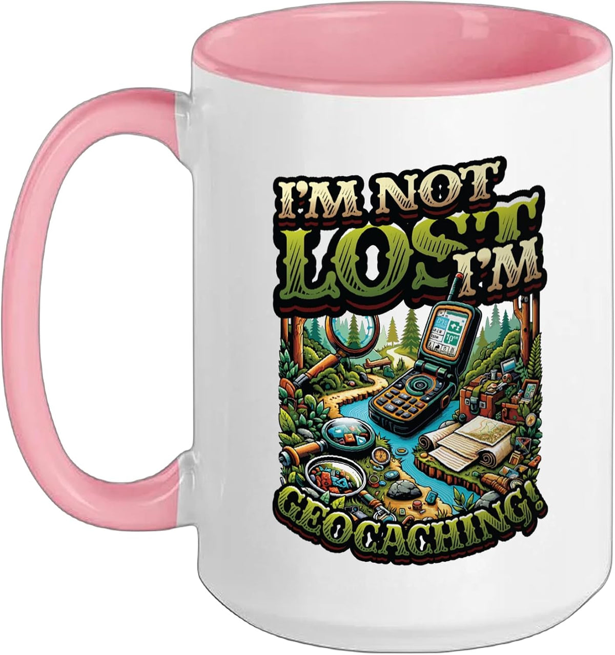 Geocaching Coordinates Treasure Hunting Adventure Ceramic Mug