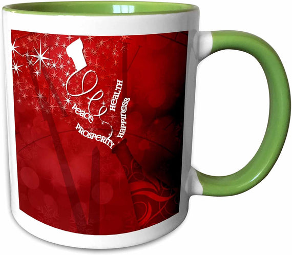 Red New Year Wishes Peace Prosperity Health Happiness Ceramic Mug
