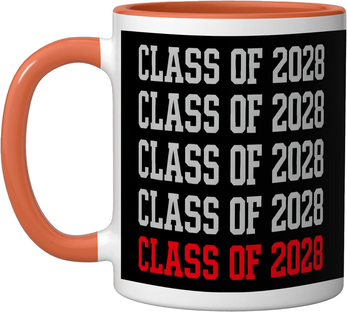 Class Of 2028 Stacked Varsity 11th Grade School Junior Ceramic Mug
