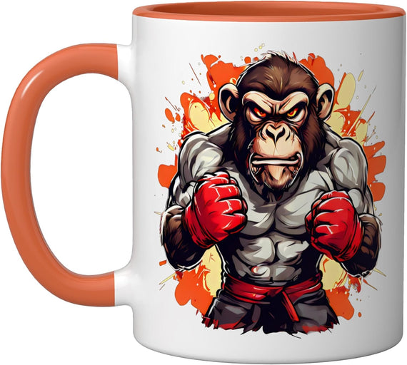 Angry Boxer Monkey Martial Arts Fighter Ceramic Mug