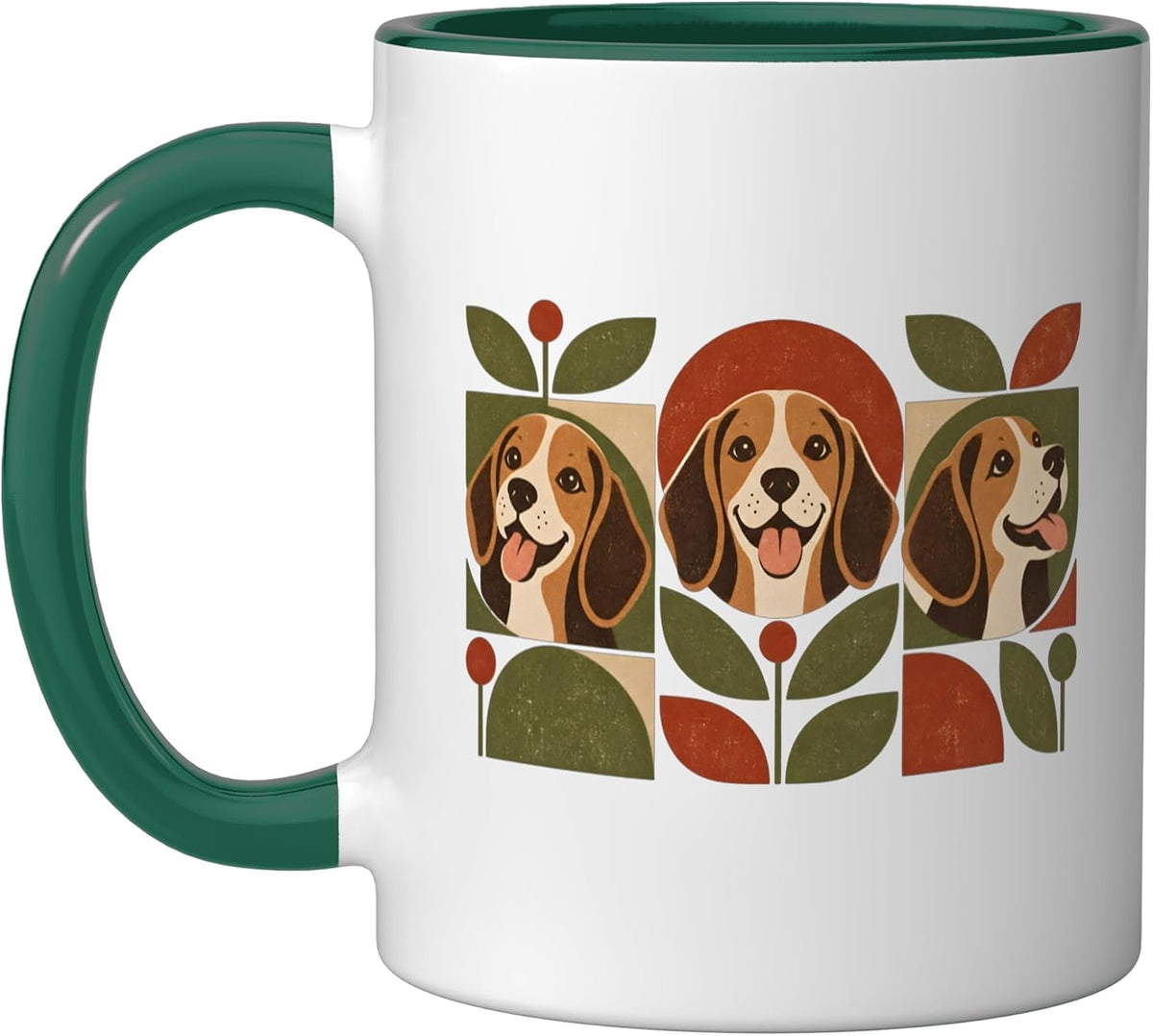 Retro Beagle Trio Mid Century Modern Dog Art Ceramic Mug