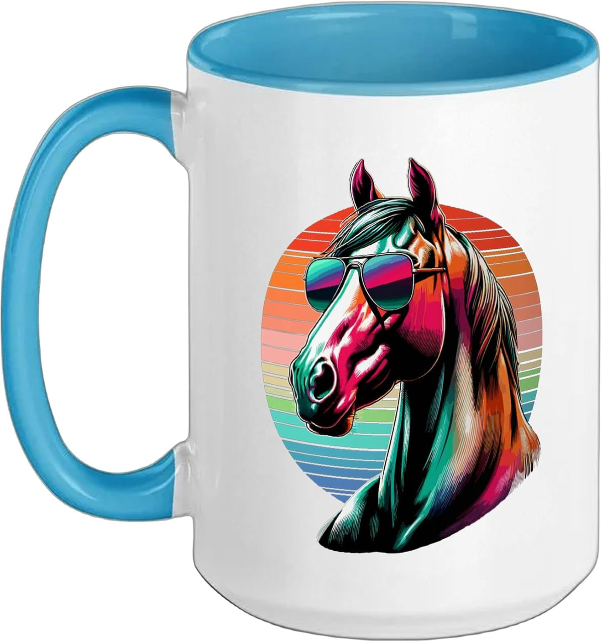 Pop Art Sunglasses Horseback Horses Equestrian Horse Lover Ceramic Mug