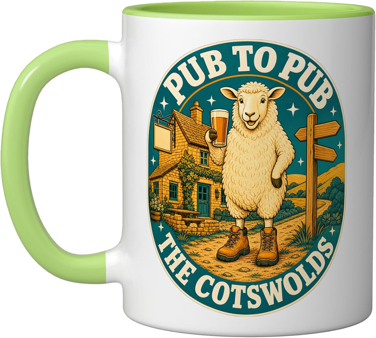 Pub To Pub The Cotswolds Sheep Walker Funny Ceramic Mug