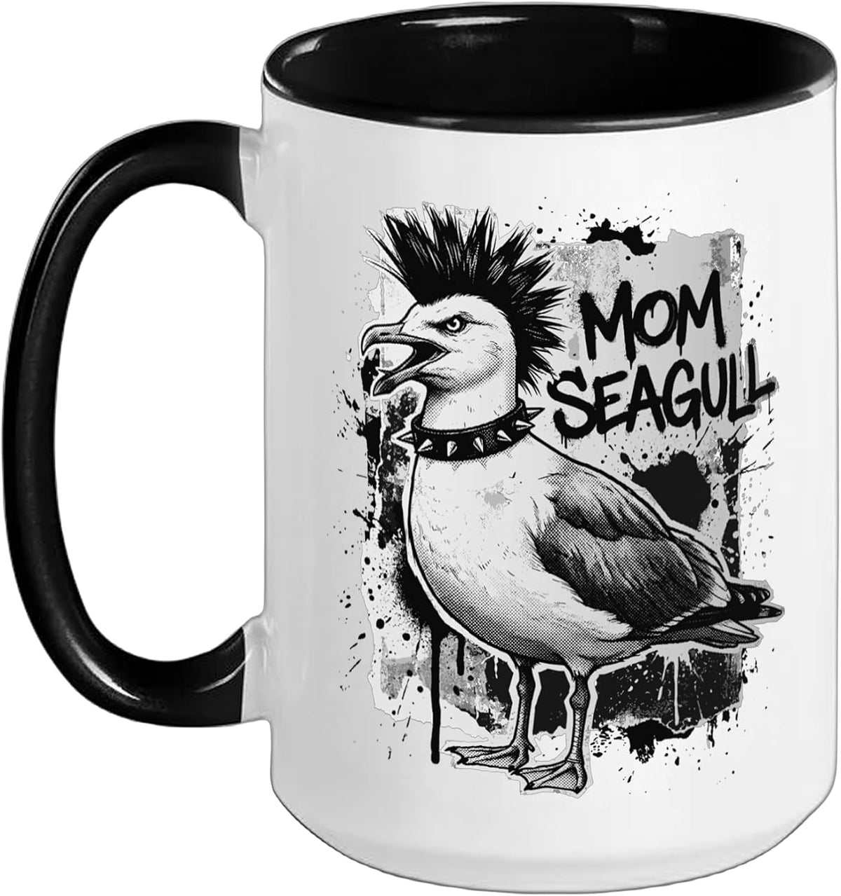Funny Punk Rock Mom Seagull Alternative Humor Christmas Ceramic Mug
