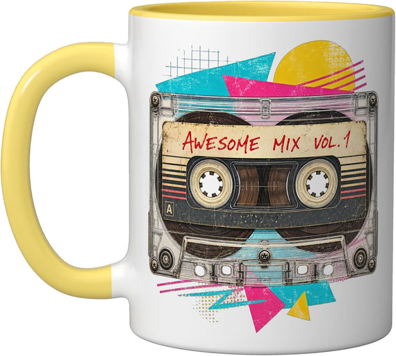 Awesome Mix Vol 1 Retro Cassette Tape 80s Music Ceramic Mug