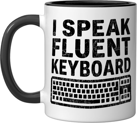 I Speak Fluent Keyboard Funny Vintage Programmer Coding Ceramic Mug