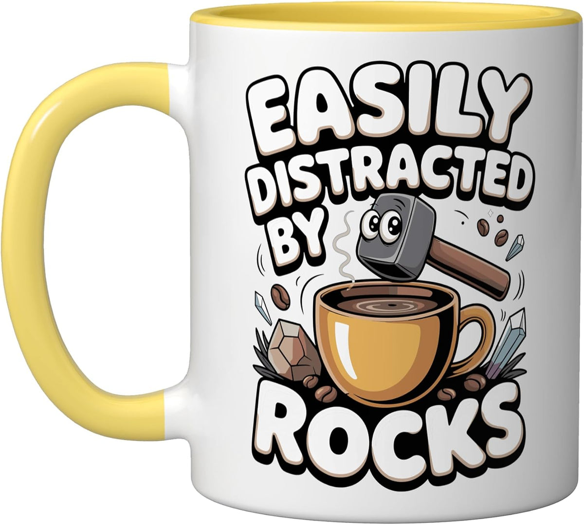 Easily Distracted By Rocks Geologist Rockhound Ceramic Mug