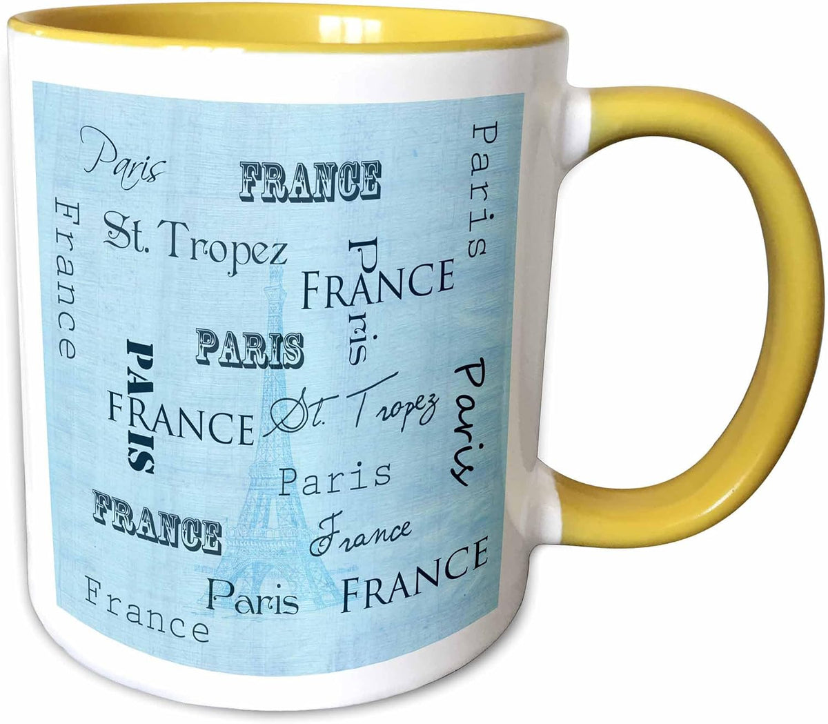 Paris, France Typography With Eiffel Tower Ceramic Mug