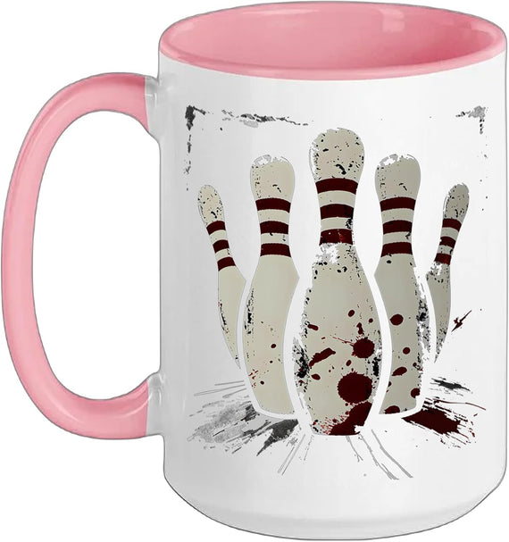 Grunge Paint Splatter Bowling Pins Artwork Ceramic Mug