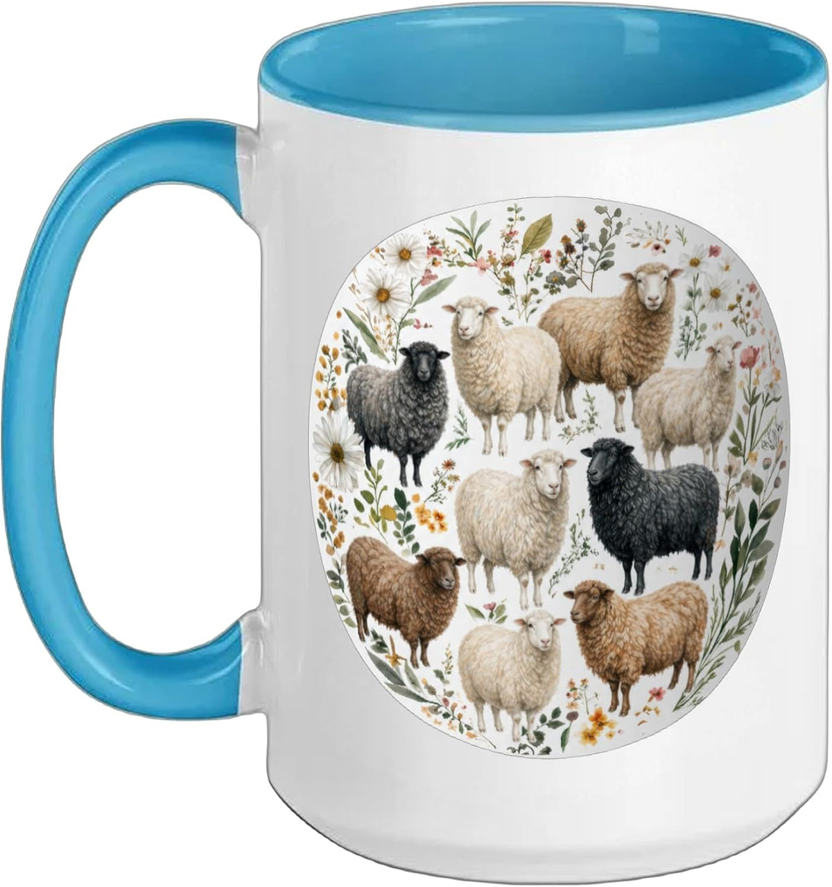 Cute Sheep Flowers Sheep Lover Ceramic Mug
