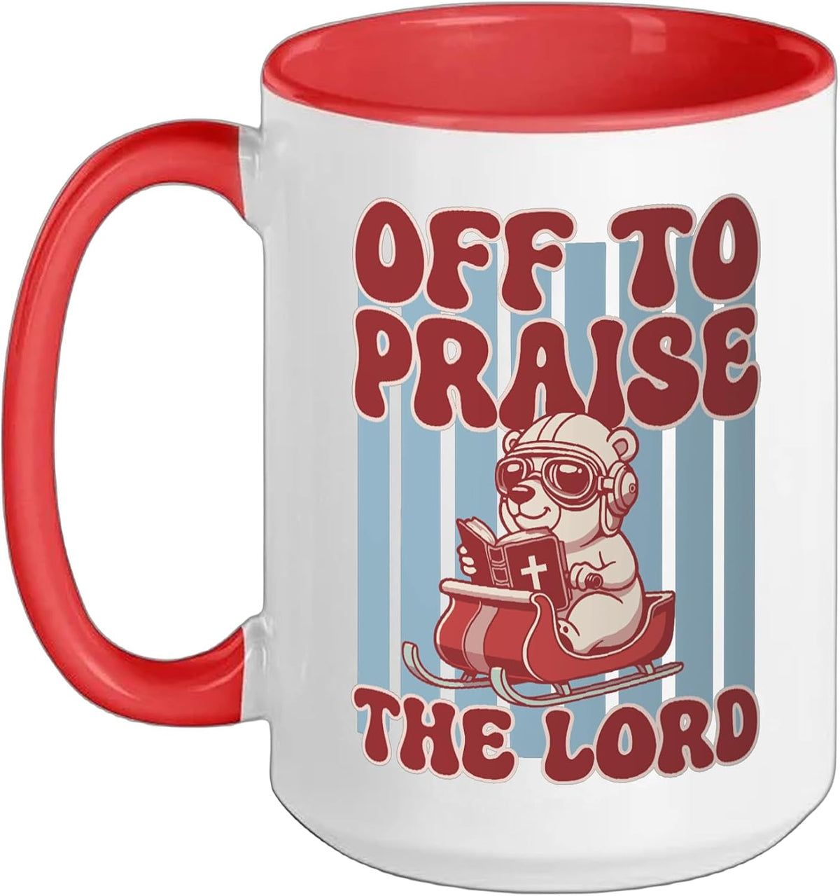 Off To Praise The Lord Polar Bear Ceramic Mug