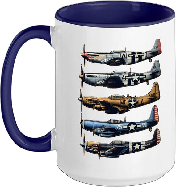 Ww2 Planes P51 Mustang F4u Corsair B17 P47 Thunderbolt Ceramic Mug