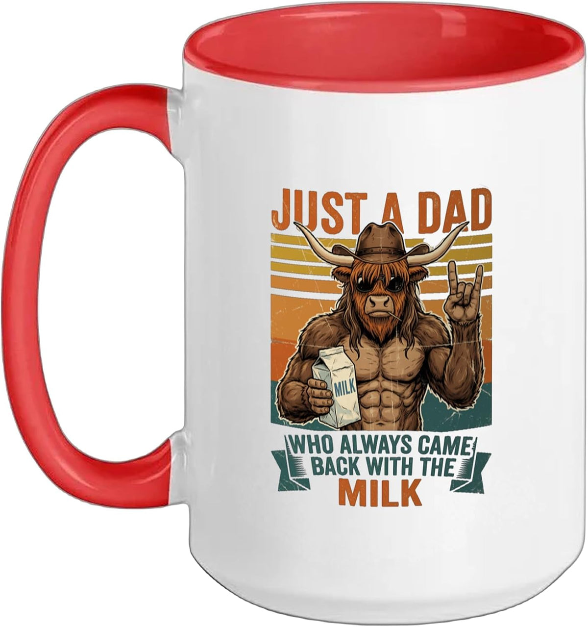 Highland Cow Just A Dad Who Always Came Back With The Milk Ceramic Mug