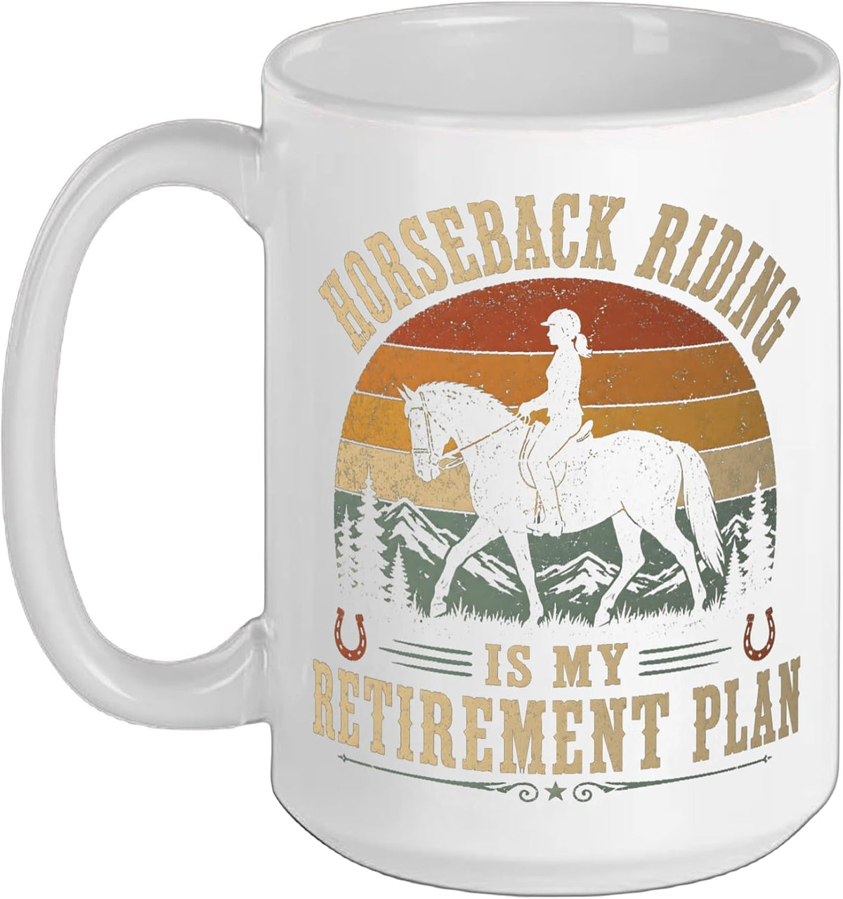 Horseback Riding Is My Retirement Plan Vintage Horse Rider Ceramic Mug