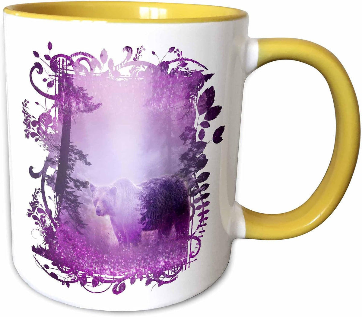 Cut Out Of Bear In A Pink Purple Glittering Ceramic Mug