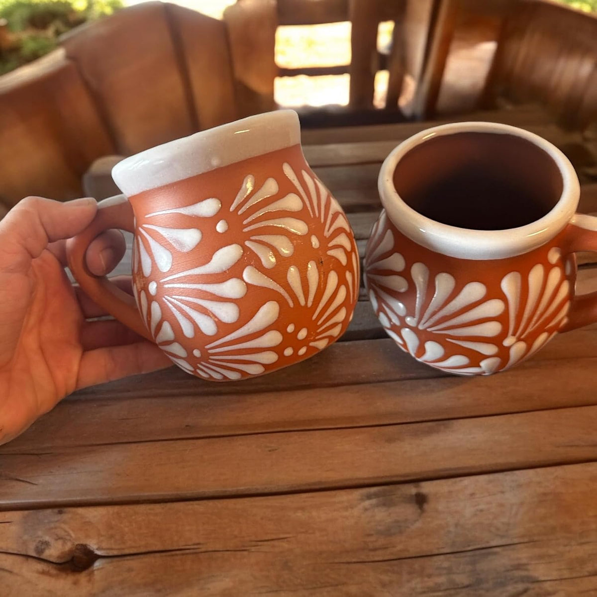 Generic Mexican Pottery Mugs - White Terracotta Design Ceramic Mug
