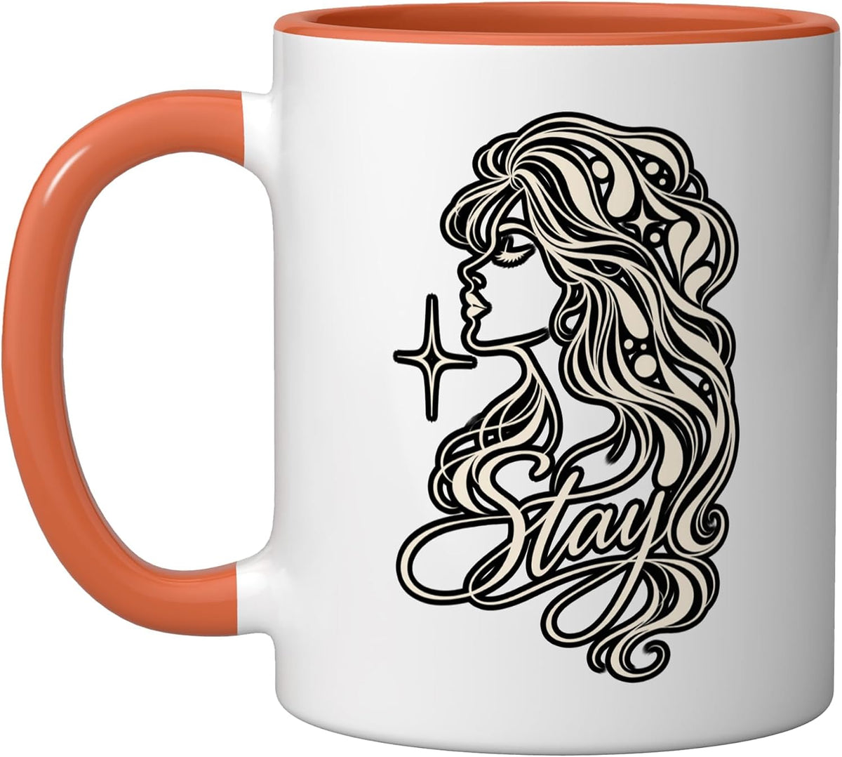 Stay Flowing Hair Woman Portrait Ceramic Mug